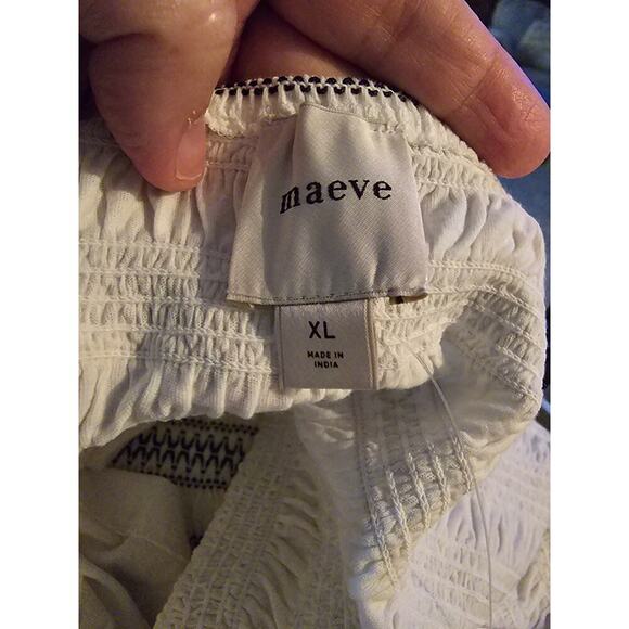 Maeve Smocked Split Tube Top White and Black Cropped Size XLarge Euro Summer - Picture 7 of 10